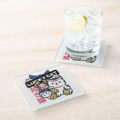 Lucky Cat Maneki Neko – Japanese Fortune Cat ガラスコースター (アングル)