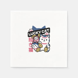 Lucky Cat Maneki Neko – Japanese Fortune Cat  スタンダードカクテルナプキン