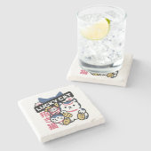 Lucky Cat Maneki Neko – Japanese Fortune Cat  ストーンコースター (横)