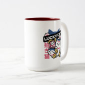 Lucky Cat Maneki Neko – Japanese Fortune Cat  ツートーンマグカップ (正面右)