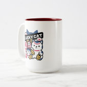 Lucky Cat Maneki Neko – Japanese Fortune Cat  ツートーンマグカップ (正面左)