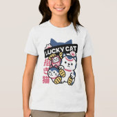 Lucky Cat Maneki Neko – Japanese Fortune Cat  トライブレンドＴシャツ (正面)