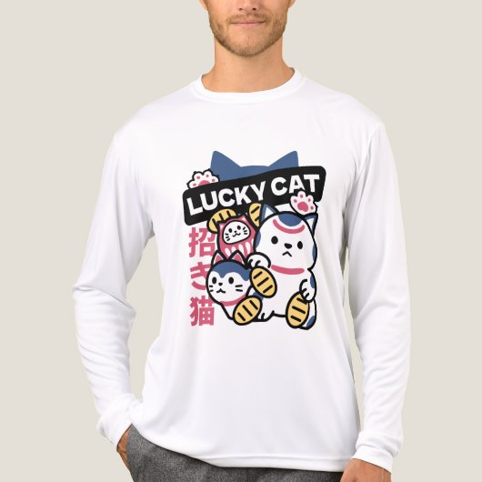 Lucky Cat Maneki Neko – Japanese Fortune Cat  トライブレンドＴシャツ (正面)