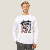 Lucky Cat Maneki Neko – Japanese Fortune Cat  トライブレンドＴシャツ (正面全体)