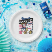 Lucky Cat Maneki Neko – Japanese Fortune Cat  ペーパープレート (パーティー)
