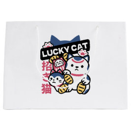 Lucky Cat Maneki Neko – Japanese Fortune Cat  ラージペーパーバッグ