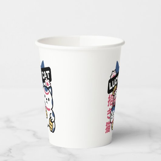 Lucky Cat Maneki Neko – Japanese Fortune Cat  紙コップ (左)