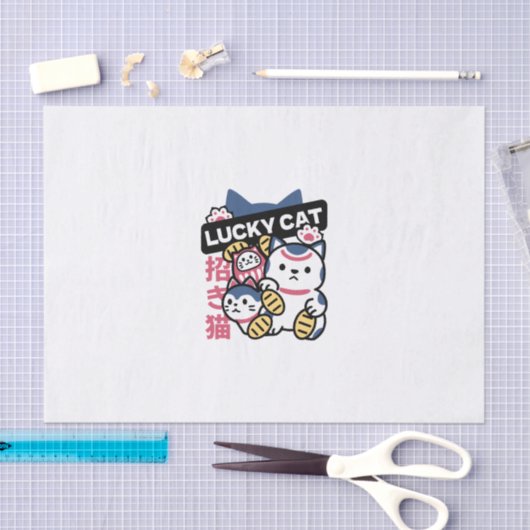 Lucky Cat Maneki Neko – Japanese Fortune Cat  薄葉紙 (クラフト)