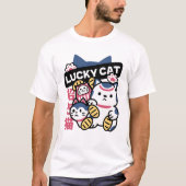 Lucky Cat Maneki Neko – Japanese Fortune Cat  Tシャツ (正面)
