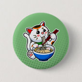 Lucky Cat Ramen 缶バッジ (正面)