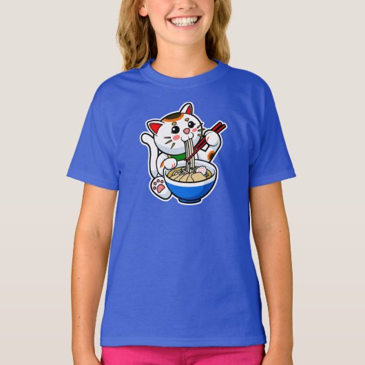 Lucky Cat Ramen Tri-Blend Shirt Tシャツ (正面)