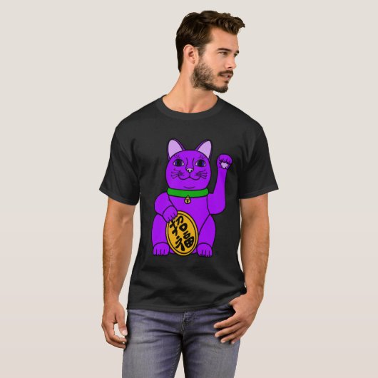 Lucky Cat Tシャツ (purple) (正面フル)