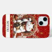Lucky Cat With Gold Coins Monogrammed Case-Mate iPhoneケース (裏面 (横))