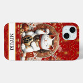 Lucky Cat With Gold Coins Monogrammed Case-Mate iPhoneケース (裏面 (横))
