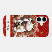 Lucky Cat With Gold Coins Monogrammed iPhone 16ケース (裏面横)