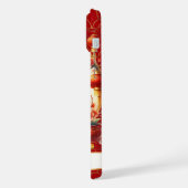 Lucky Cat With Gold Coins On Red Monogrammed iPhoneケース (左側面)