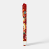 Lucky Cat With Gold Coins On Red Monogrammed iPhoneケース (左側面)