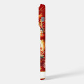 Lucky Cat With Gold Coins On Red Monogrammed iPhoneケース (左側面)