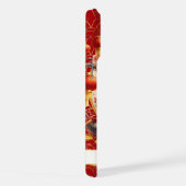 Lucky Cat With Gold Coins On Red Monogrammed iPhoneケース (右側面)