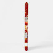 Lucky Cat With Gold Coins On Red Monogrammed iPhoneケース (右側面)