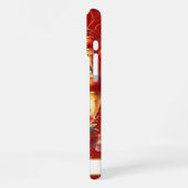 Lucky Cat With Gold Coins On Red Monogrammed iPhoneケース (左側面)