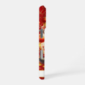 Lucky Cat With Gold Coins On Red Monogrammed iPhoneケース (右側面)