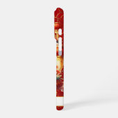 Lucky Cat With Gold Coins On Red Monogrammed iPhoneケース (左側面)