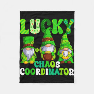 Lucky chaos coordinator shamrock leopard gnomes フリースブランケット