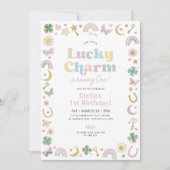 Lucky Charm 1st Birthday St Patricks Day Rainbow 招待状 (正面)