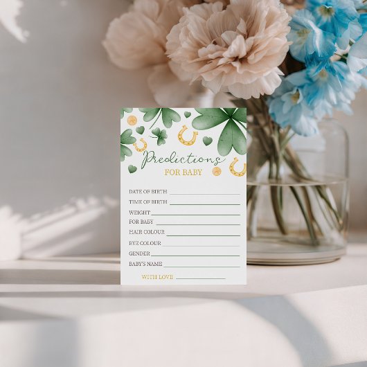 Lucky Charm Baby Predictions Card 招待状