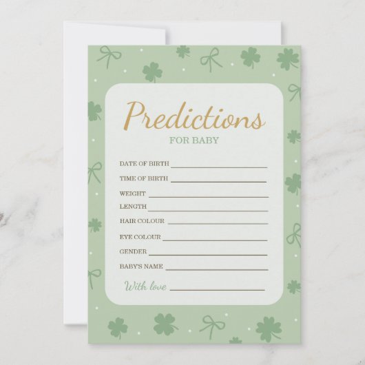 Lucky Charm Baby Predictions Card 招待状 (正面)