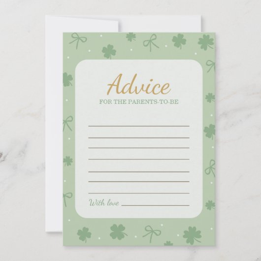 Lucky Charm Baby Shower Advice Card 招待状 (正面)