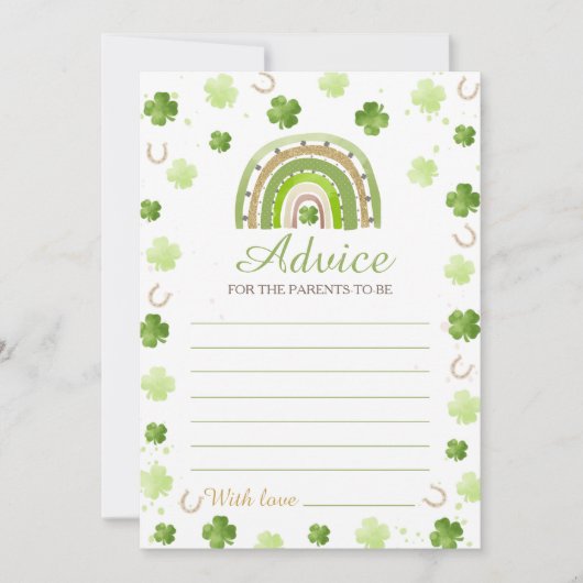 Lucky Charm Baby Shower Advice Card 招待状 (正面)