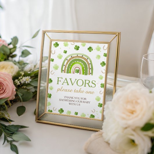 Lucky Charm Baby Shower Favors Sign 台座サイン