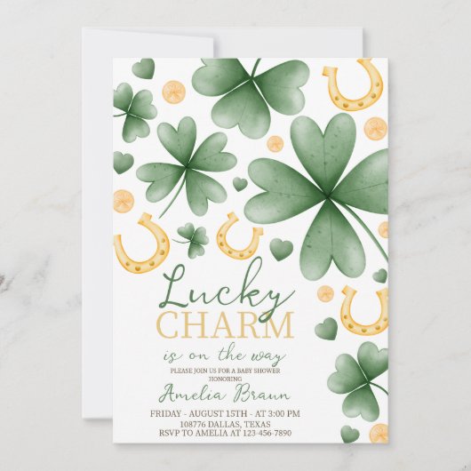 Lucky Charm Baby Shower Invitation 招待状 (正面)