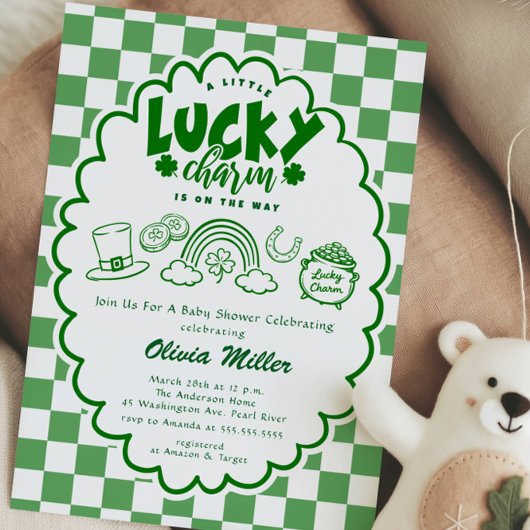 Lucky Charm Baby Shower Invitation 招待状