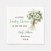 Lucky Charm Bridal Shower Party Napkins Greenery スタンダードカクテルナプキン (正面)