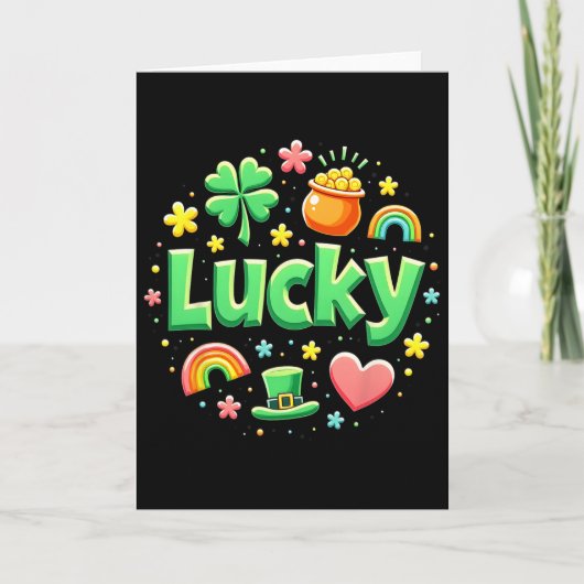 Lucky Charm Patricks Day Pot Of Gold Irish Shamroc カード (正面)