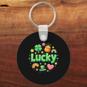 Lucky Charm Patricks Day Pot Of Gold Irish Shamroc キーホルダー (正面)