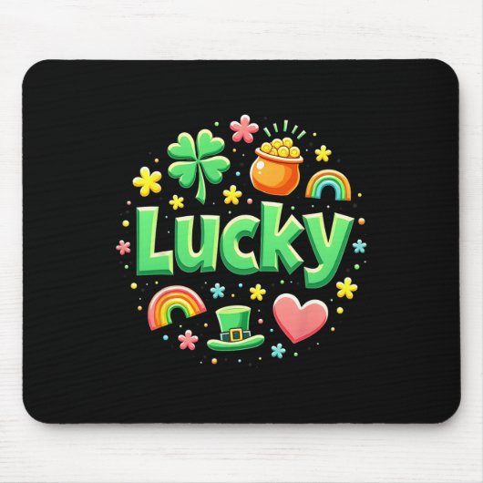 Lucky Charm Patricks Day Pot Of Gold Irish Shamroc マウスパッド (正面)