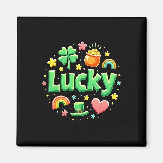 Lucky Charm Patricks Day Pot Of Gold Irish Shamroc マグネット (正面)