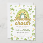 Lucky Charm Rainbow Shamrock Birthday  Invitation 招待状 (正面)