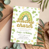 Lucky Charm Rainbow Shamrock Birthday  Invitation 招待状