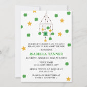Lucky Charm Shamrock and Star Mobile Baby Shower 招待状 (正面)