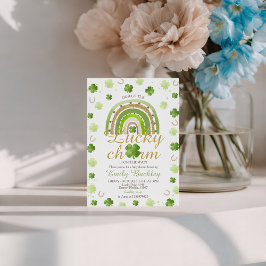 Lucky Charm Shamrock Baby Shower Invite 招待状