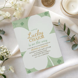 Lucky Charm Shamrock Baby Shower Invite 招待状
