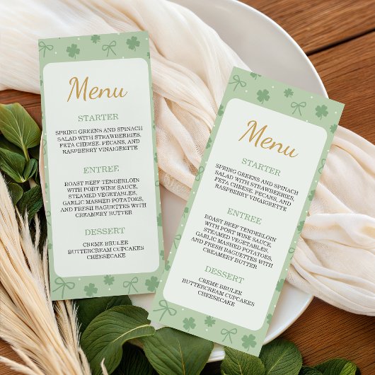 Lucky Charm Shamrock Baby Shower Menu メニュー