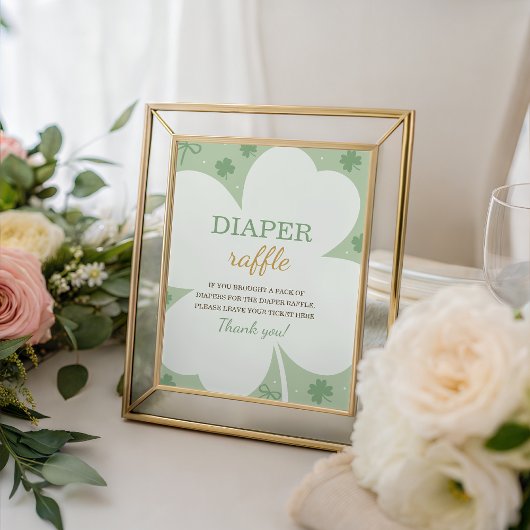 Lucky Charm Shamrock Diaper Raffle Sign 台座サイン