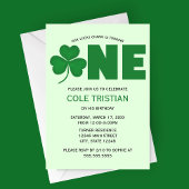 Lucky Charm Shamrock First Birthday Invitation 招待状