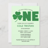 Lucky Charm Shamrock First Birthday Invitation 招待状 (正面)